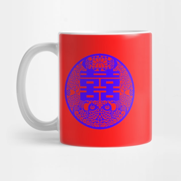 Double Happiness Bright Red with Purple Symbol - Happy Hong Kong by CRAFTY BITCH